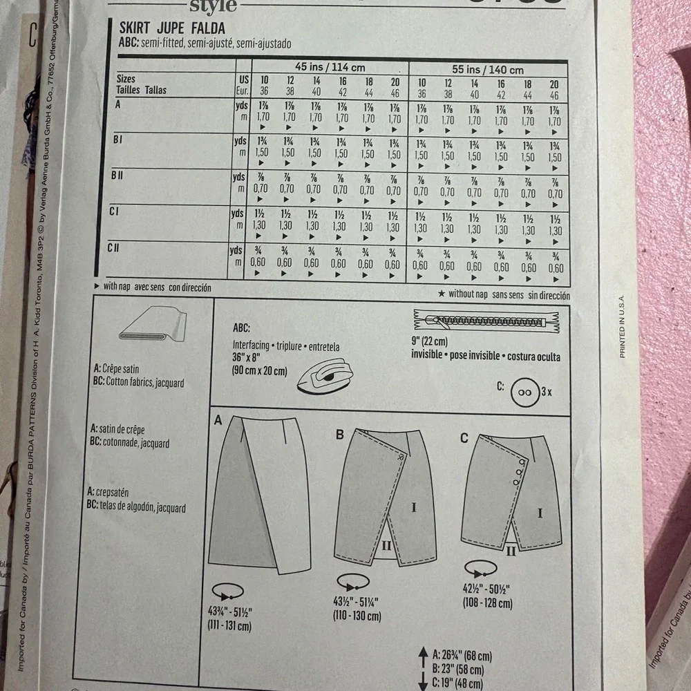 BN UNCUT BURDA 6768 SKIRT SEWING PATTERN